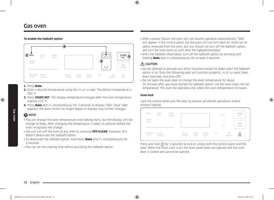 Gas oven | Samsung 30 Inch Slide-in Gas Smart Range Owner Manual User Manual | Page 26 / 144