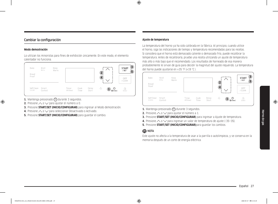 Cambiar la configuración | Samsung 30 Inch Slide-in Gas Smart Range Owner Manual User Manual | Page 75 / 144