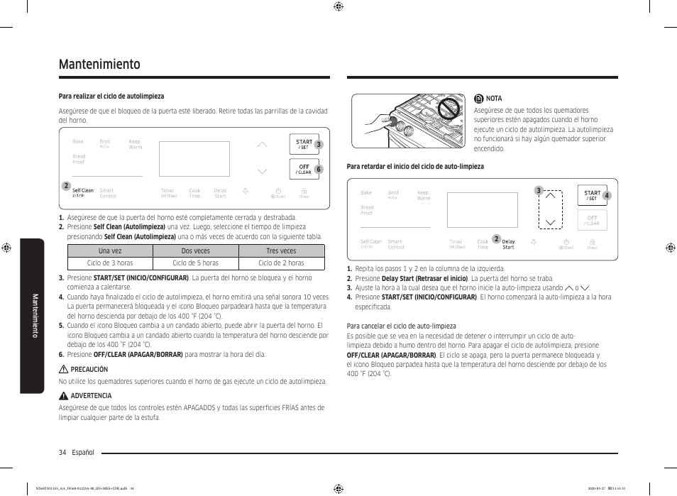 Mantenimiento | Samsung 30 Inch Slide-in Gas Smart Range Owner Manual User Manual | Page 82 / 144