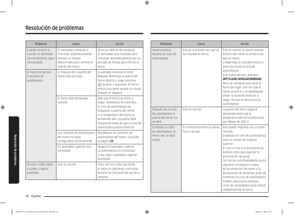 Resolución de problemas | Samsung 30 Inch Slide-in Gas Smart Range Owner Manual User Manual | Page 88 / 144