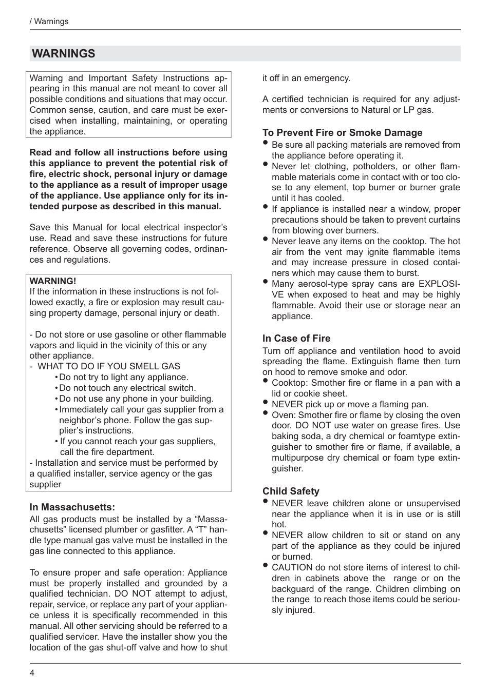 Bertazzoni Professional Series 24 Inch Freestanding Gas Range Owner's Manual User Manual | Page 4 / 40