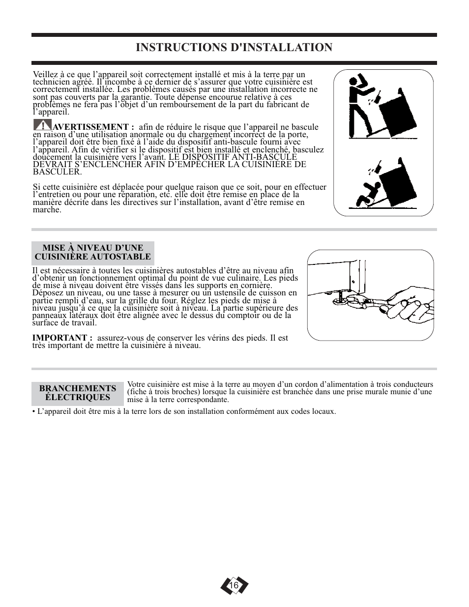Instructions d'installation | Danby DER3009W User Manual | Page 16 / 32
