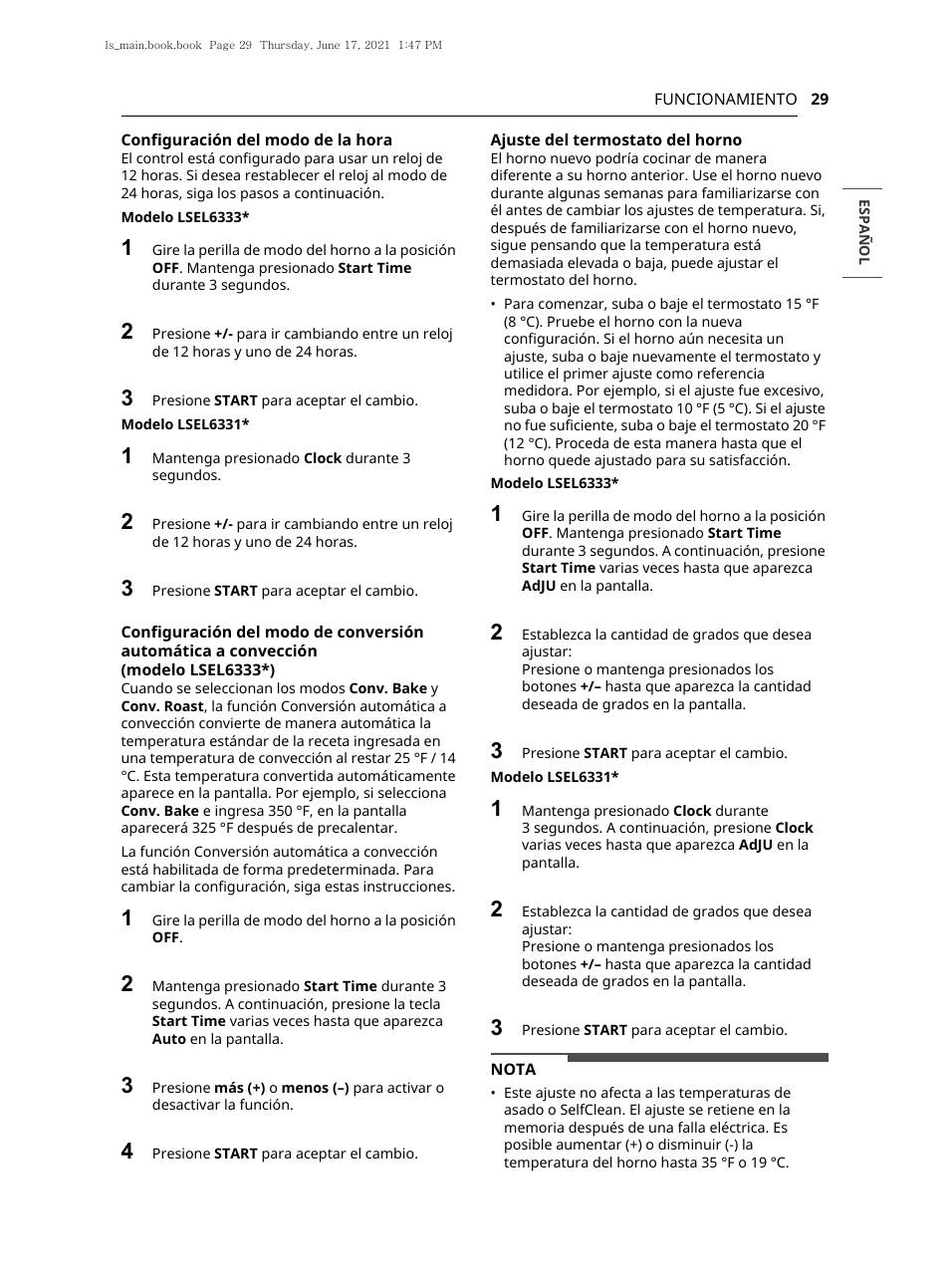 LG 30 Inch Electric Slide-In Smart Range Owner Manual User Manual | Page 105 / 164
