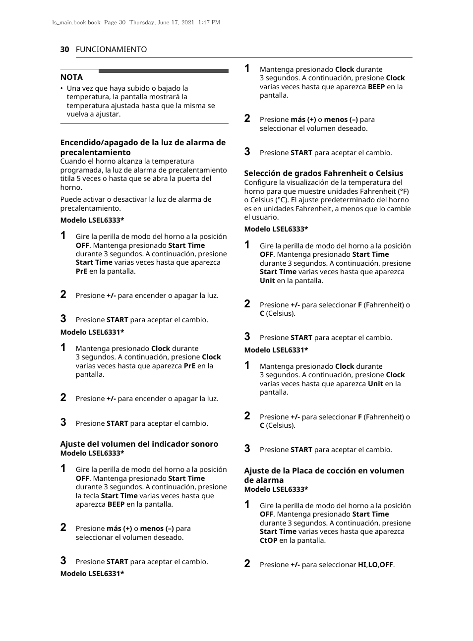LG 30 Inch Electric Slide-In Smart Range Owner Manual User Manual | Page 106 / 164