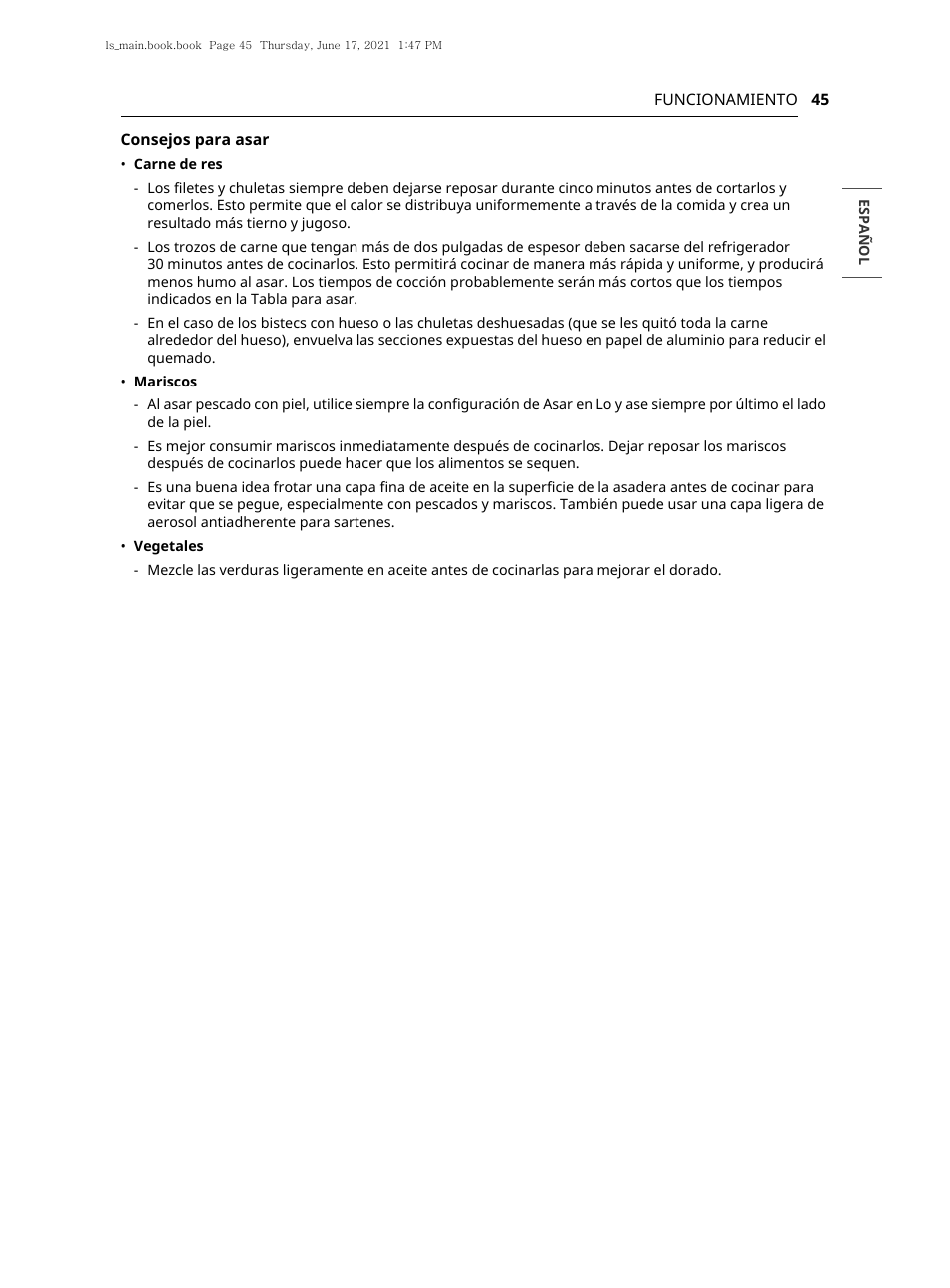 LG 30 Inch Electric Slide-In Smart Range Owner Manual User Manual | Page 121 / 164