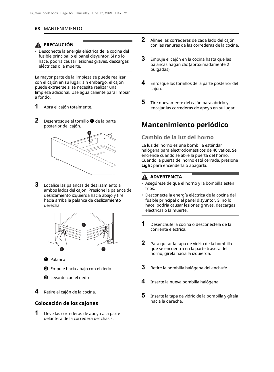 Mantenimiento periódico | LG 30 Inch Electric Slide-In Smart Range Owner Manual User Manual | Page 144 / 164