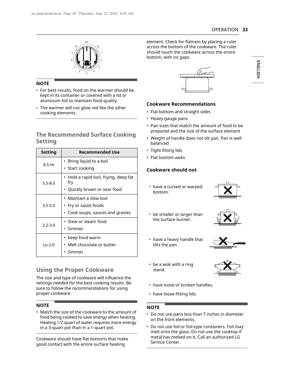 LG 30 Inch Electric Slide-In Smart Range Owner Manual User Manual | Page 33 / 164