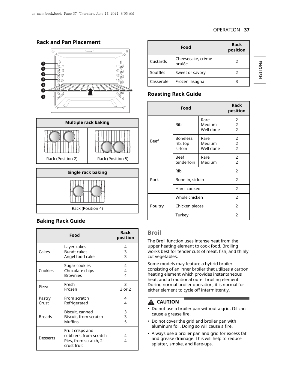Broil | LG 30 Inch Electric Slide-In Smart Range Owner Manual User Manual | Page 37 / 164