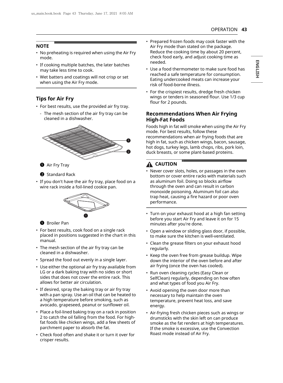 LG 30 Inch Electric Slide-In Smart Range Owner Manual User Manual | Page 43 / 164