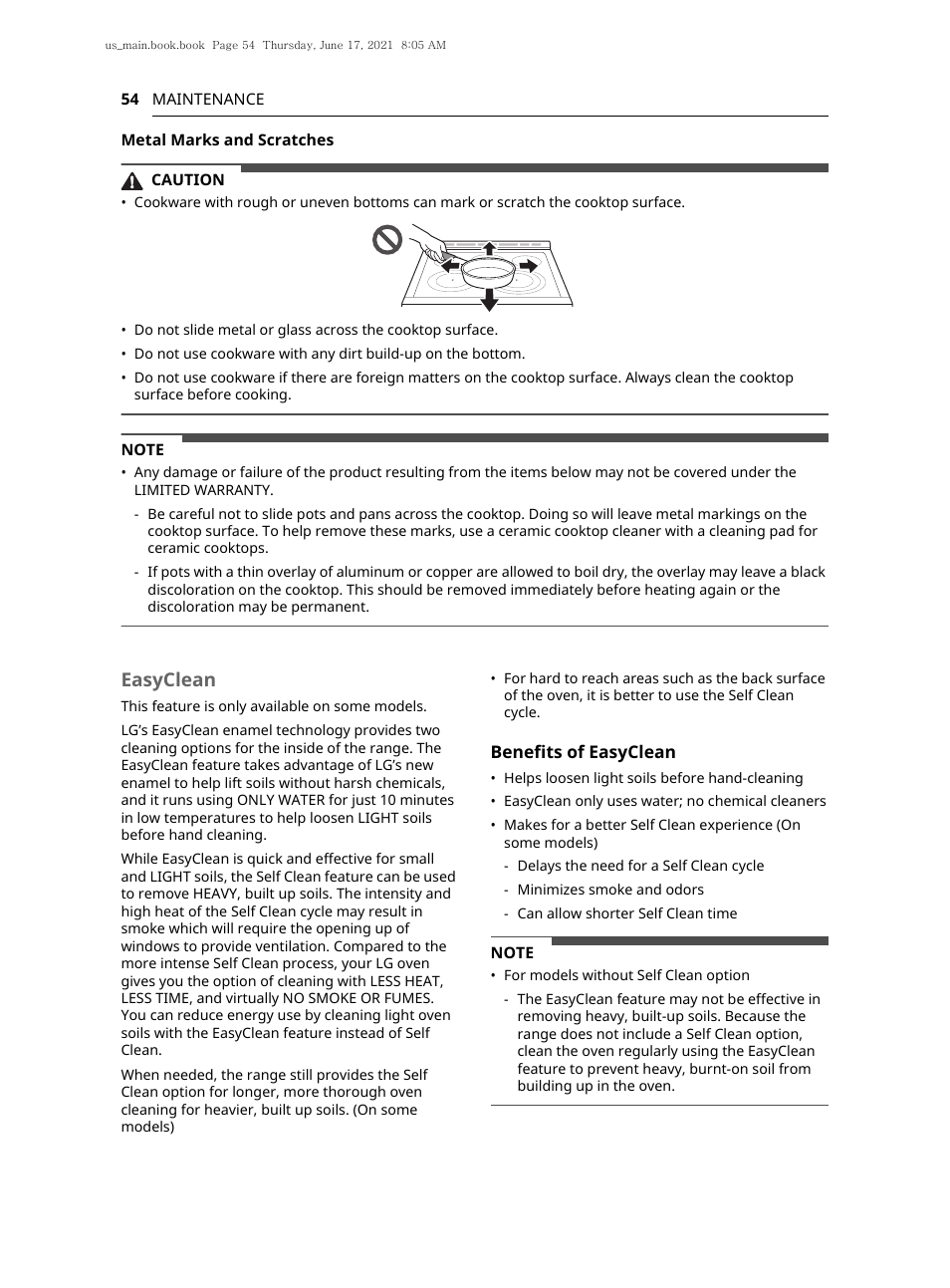 Easyclean | LG 30 Inch Electric Slide-In Smart Range Owner Manual User Manual | Page 54 / 164