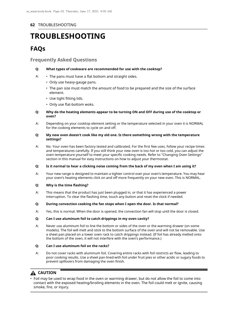Troubleshooting, Faqs, Frequently asked questions | LG 30 Inch Electric Slide-In Smart Range Owner Manual User Manual | Page 62 / 164