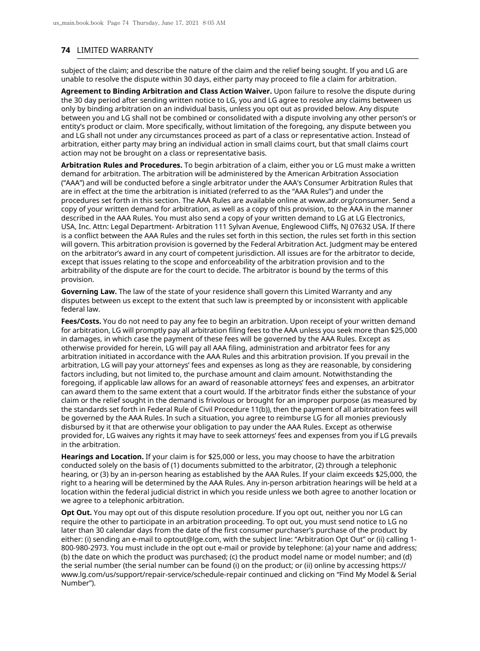 LG 30 Inch Electric Slide-In Smart Range Owner Manual User Manual | Page 74 / 164