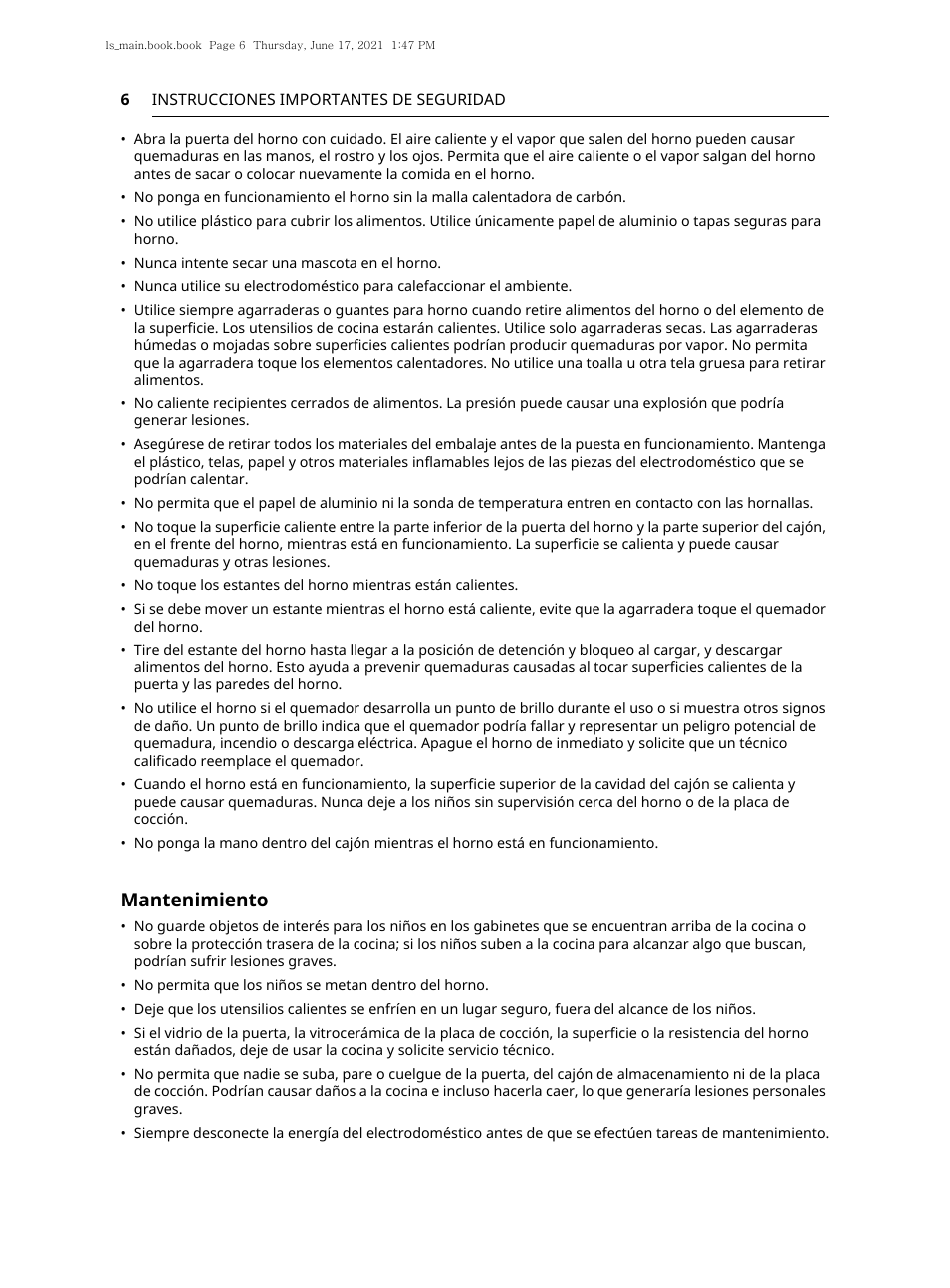Mantenimiento | LG 30 Inch Electric Slide-In Smart Range Owner Manual User Manual | Page 82 / 164