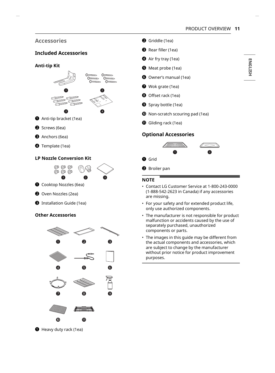 Accessories | LG Studio 30 Inch Slide-In Gas Smart Range Owners Manual User Manual | Page 11 / 172