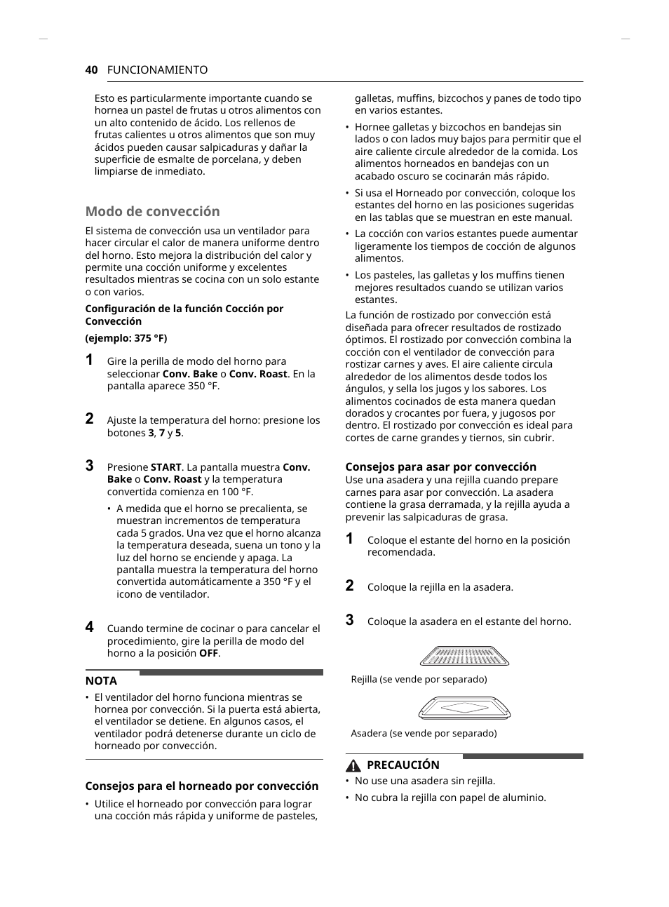 Modo de convección | LG Studio 30 Inch Slide-In Gas Smart Range Owners Manual User Manual | Page 120 / 172