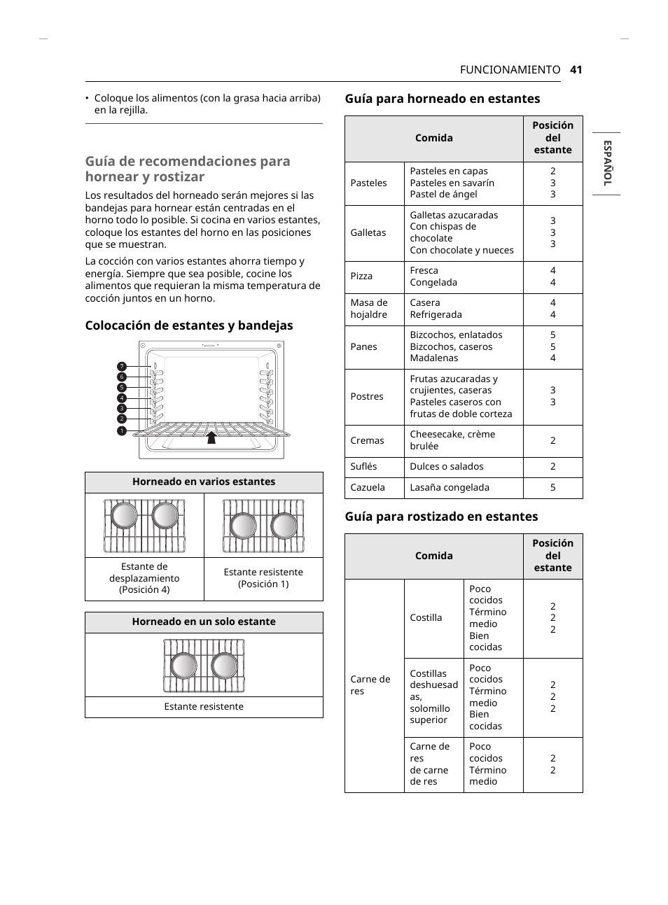 Guía de recomendaciones para hornear y rostizar | LG Studio 30 Inch Slide-In Gas Smart Range Owners Manual User Manual | Page 121 / 172