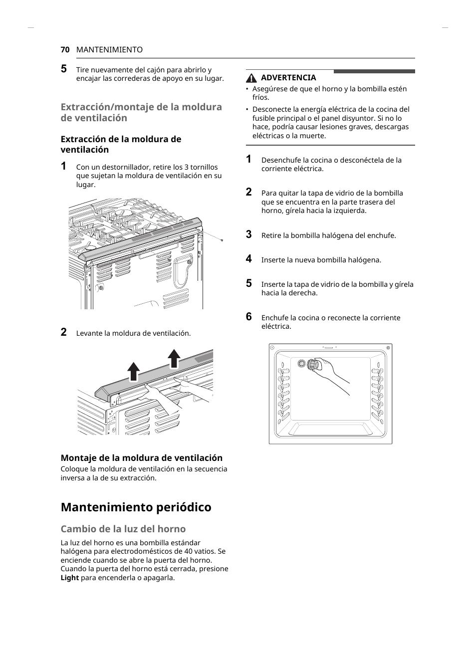 Mantenimiento periódico | LG Studio 30 Inch Slide-In Gas Smart Range Owners Manual User Manual | Page 150 / 172