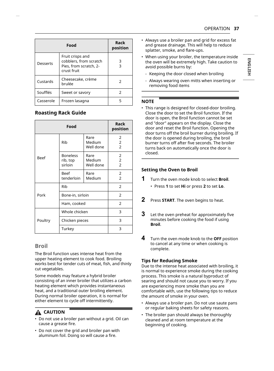 Broil | LG Studio 30 Inch Slide-In Gas Smart Range Owners Manual User Manual | Page 37 / 172