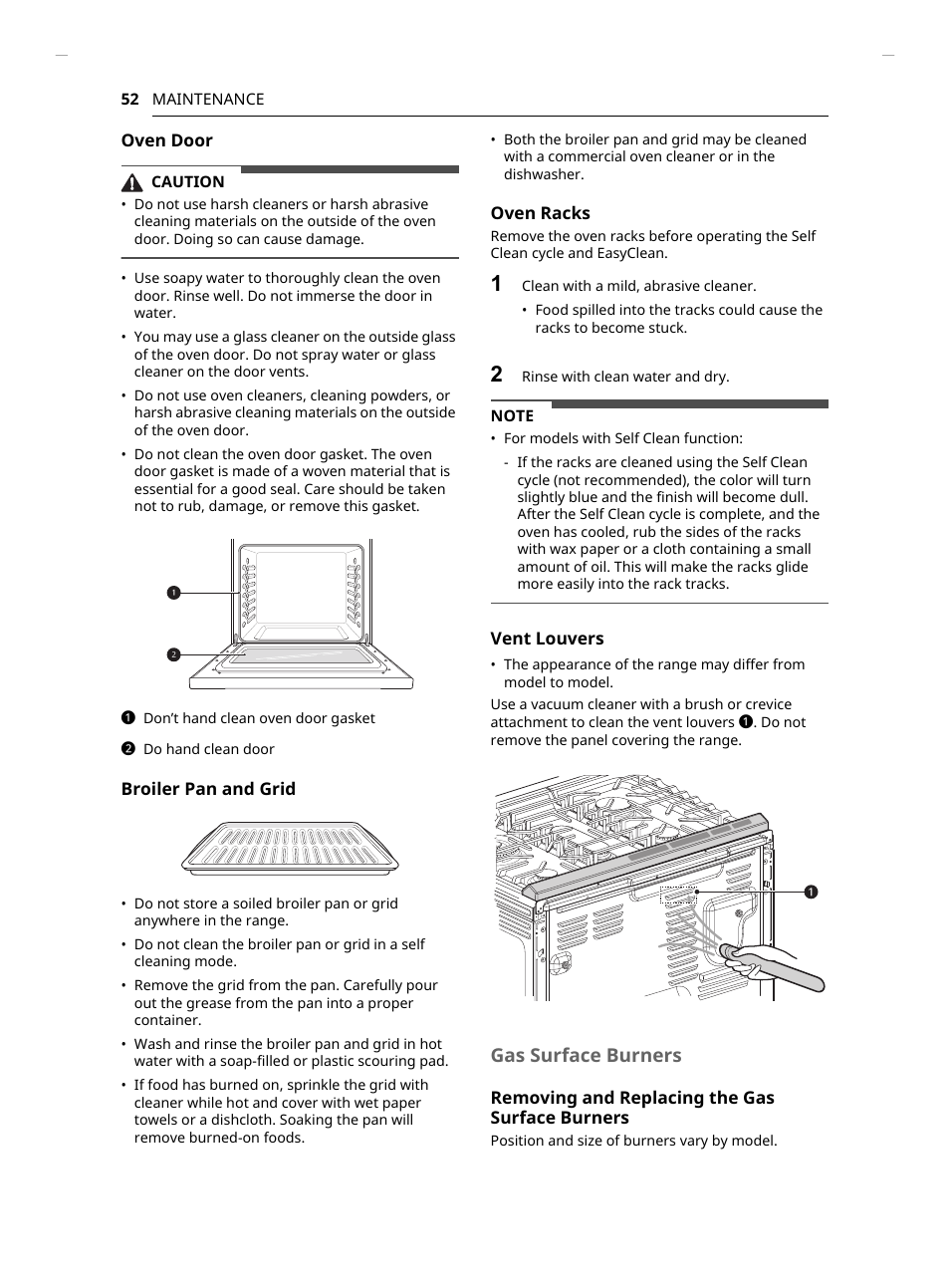 Gas surface burners | LG Studio 30 Inch Slide-In Gas Smart Range Owners Manual User Manual | Page 52 / 172