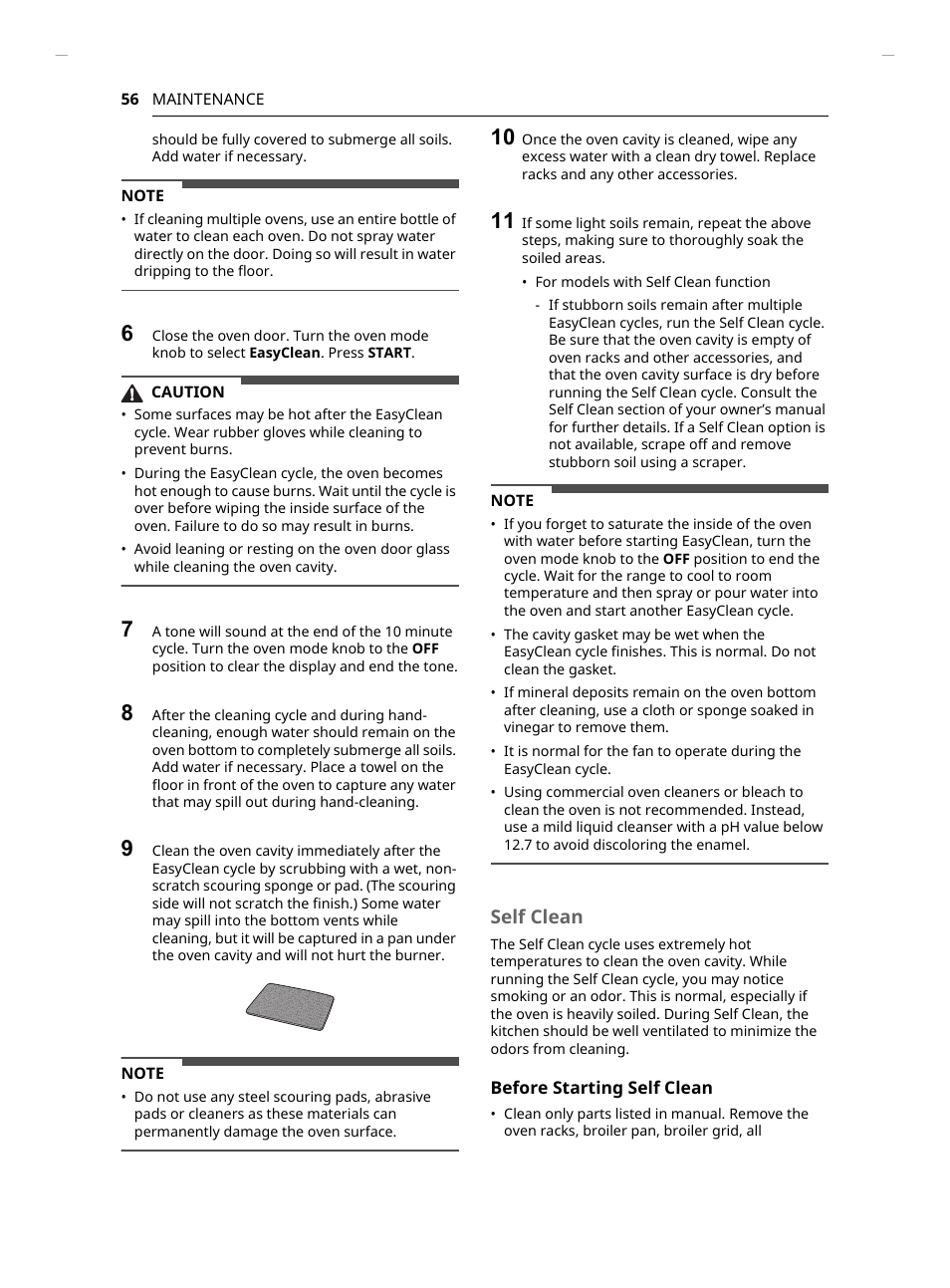 Self clean | LG Studio 30 Inch Slide-In Gas Smart Range Owners Manual User Manual | Page 56 / 172