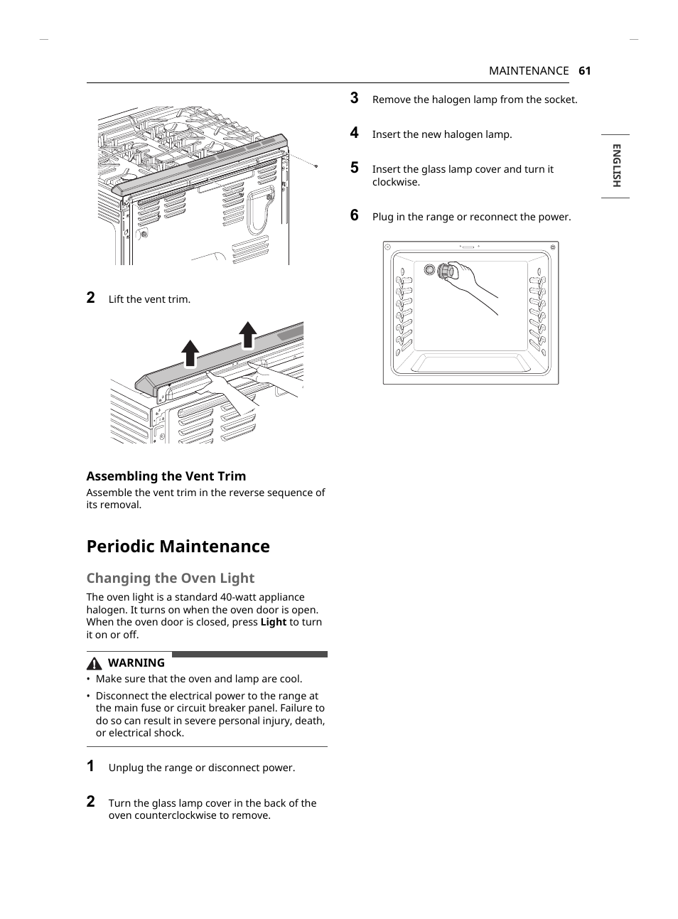 Periodic maintenance | LG Studio 30 Inch Slide-In Gas Smart Range Owners Manual User Manual | Page 61 / 172