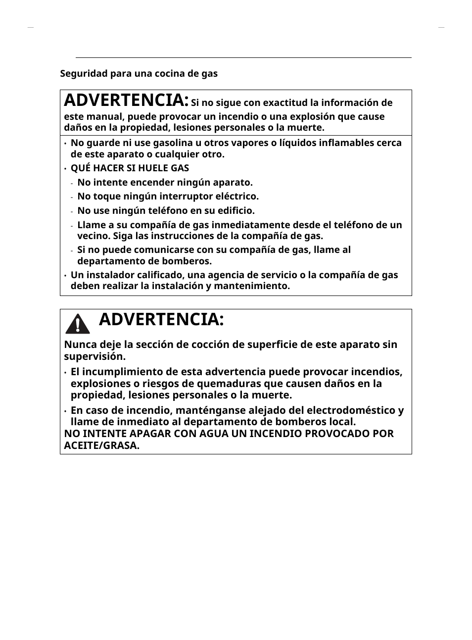 Advertencia | LG Studio 30 Inch Slide-In Gas Smart Range Owners Manual User Manual | Page 82 / 172