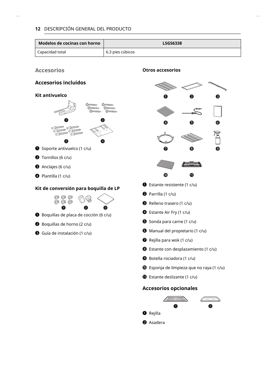 Accesorios | LG Studio 30 Inch Slide-In Gas Smart Range Owners Manual User Manual | Page 92 / 172