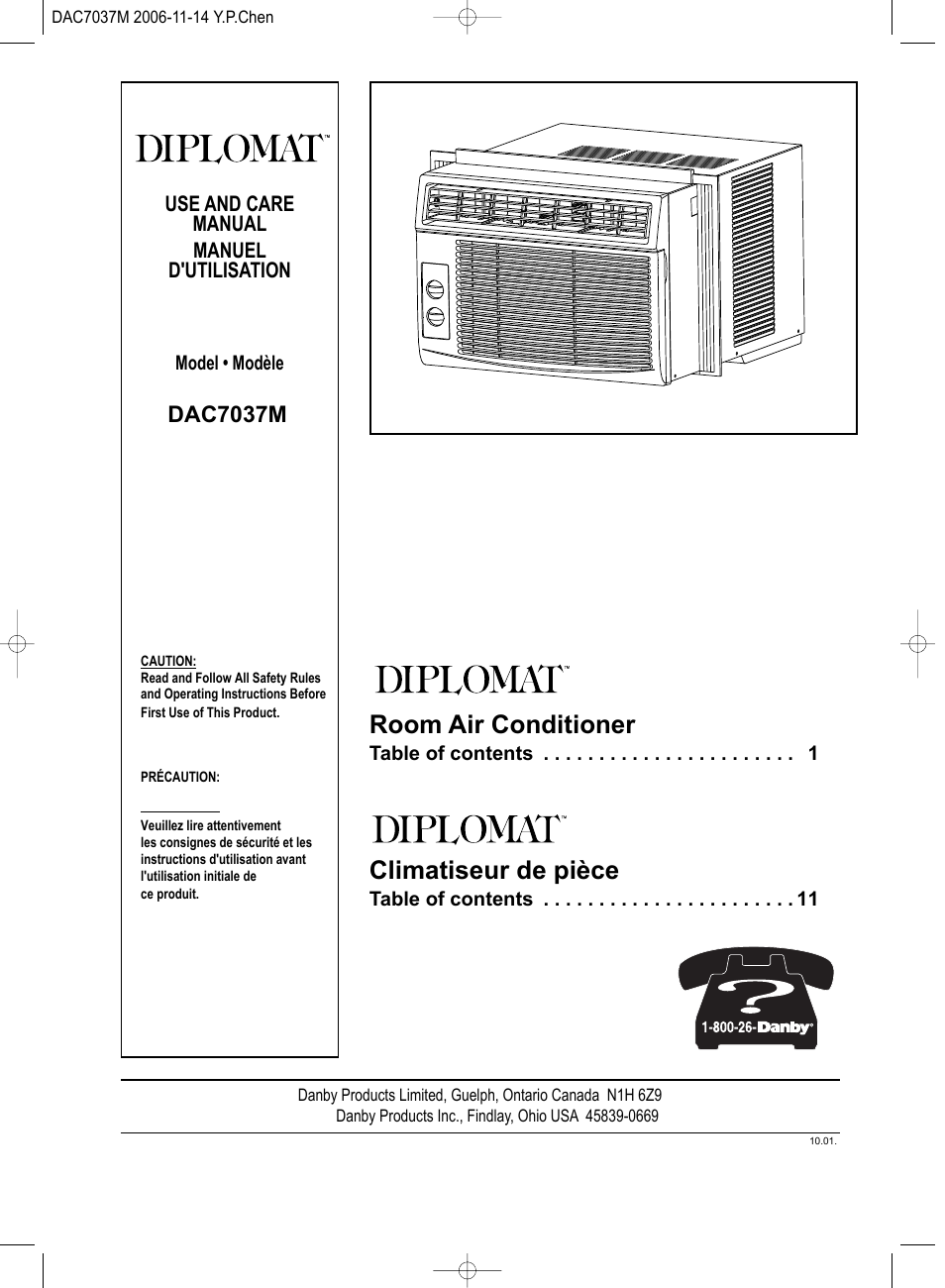 Danby DAC7037M User Manual | 12 pages