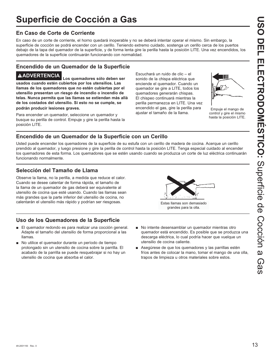 Superficie de cocción a gas | GE 600 Series 30 Inch Slide-In Gas Smart Range Owners Guide User Manual | Page 49 / 72