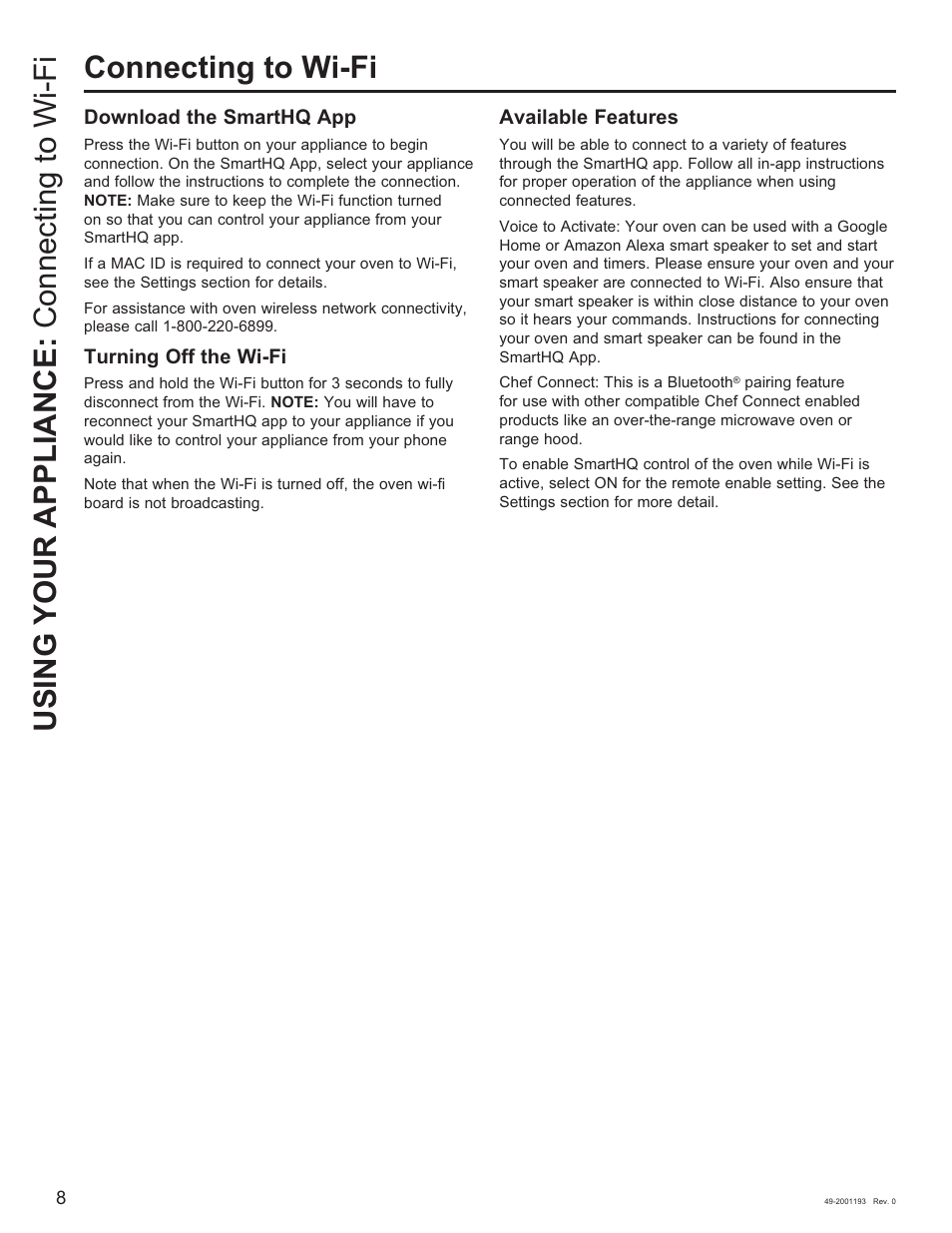 GE 600 Series 30 Inch Slide-In Gas Smart Range Owners Guide User Manual | Page 8 / 72