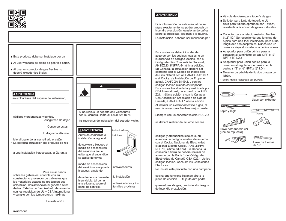 Instrucciones de instalación estufa a gas | GE 600 Series 30 Inch Slide-In Gas Smart Range Installation Instructions User Manual | Page 5 / 8