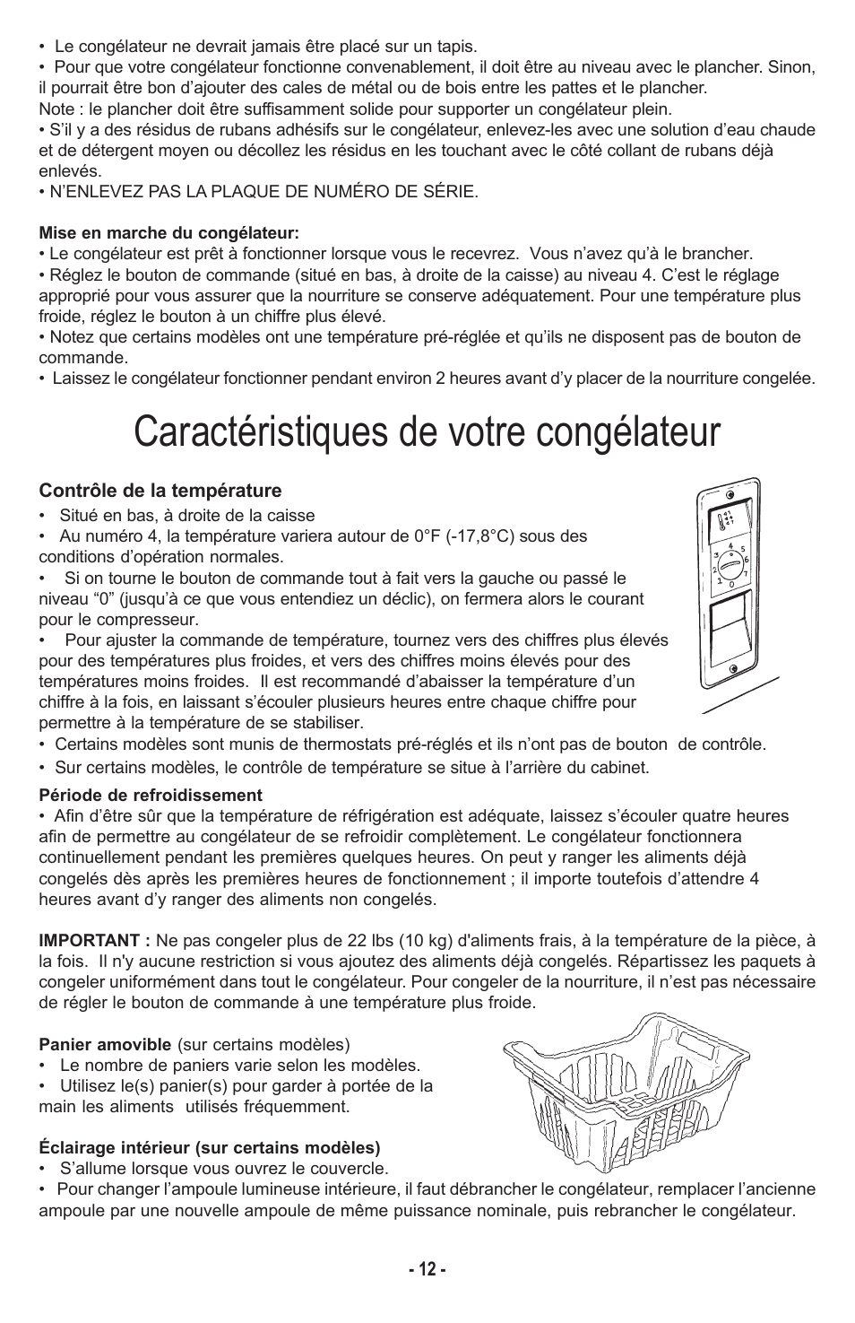 Caractéristiques de votre congélateur | Danby DCF1014WE User Manual | Page 13 / 28