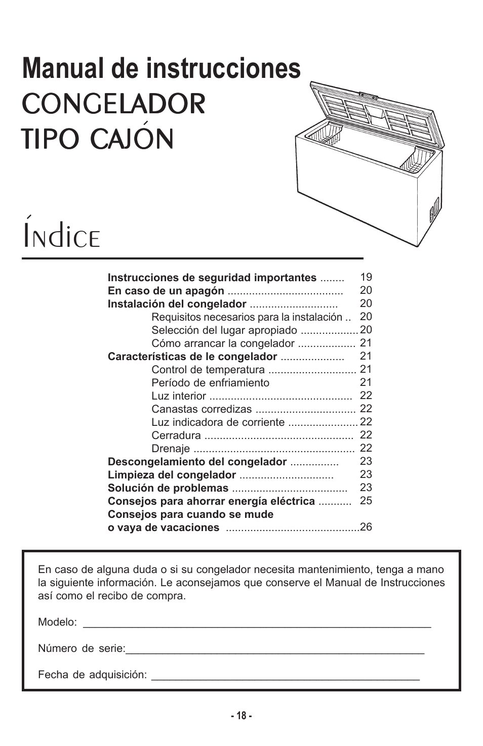 Indice | Danby DCF1014WE User Manual | Page 19 / 28