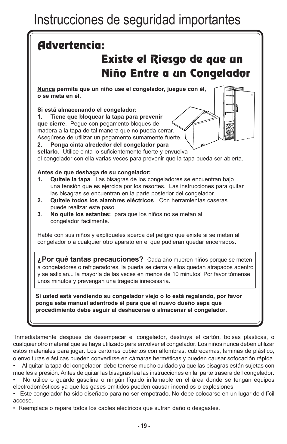 Instrucciones de seguridad importantes | Danby DCF1014WE User Manual | Page 20 / 28