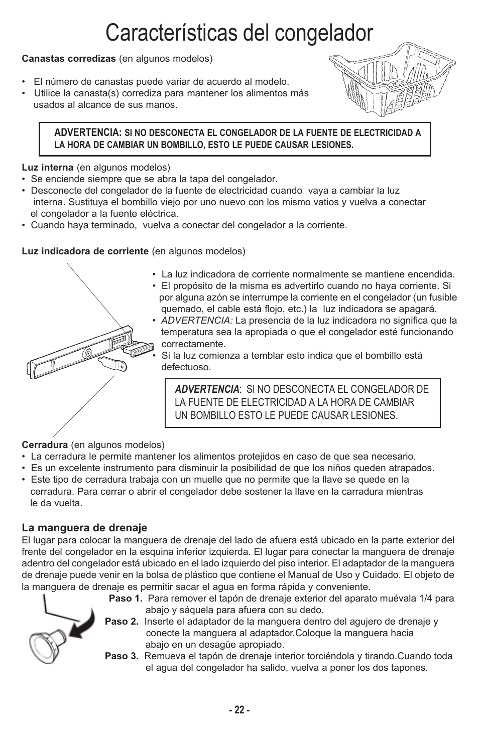 Características del congelador | Danby DCF1014WE User Manual | Page 23 / 28