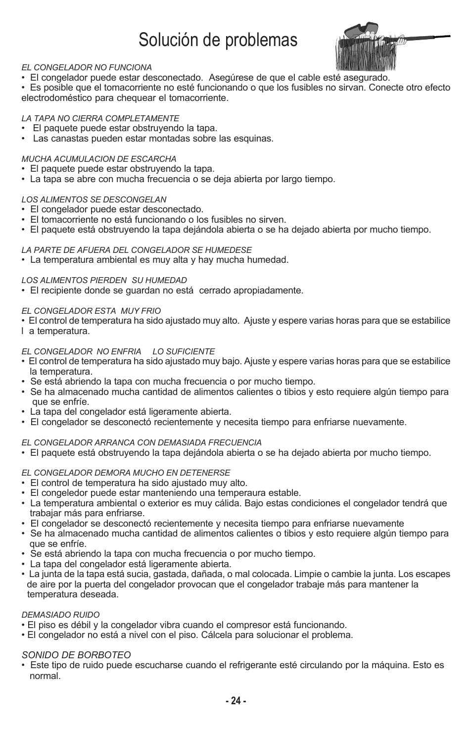 Solución de problemas | Danby DCF1014WE User Manual | Page 25 / 28