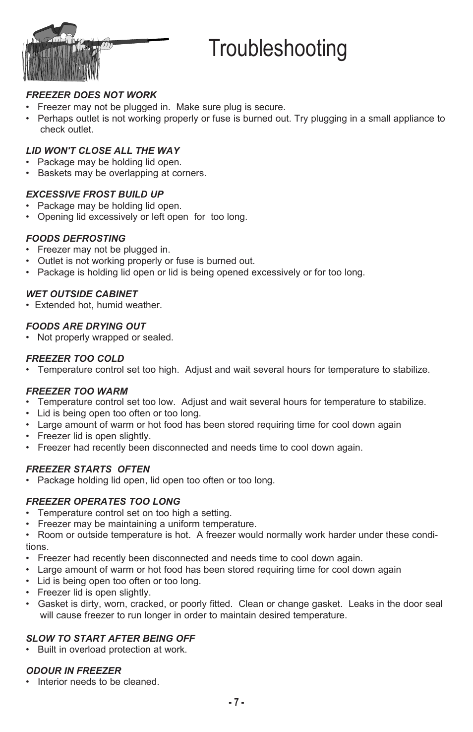 Troubleshooting | Danby DCF1014WE User Manual | Page 8 / 28