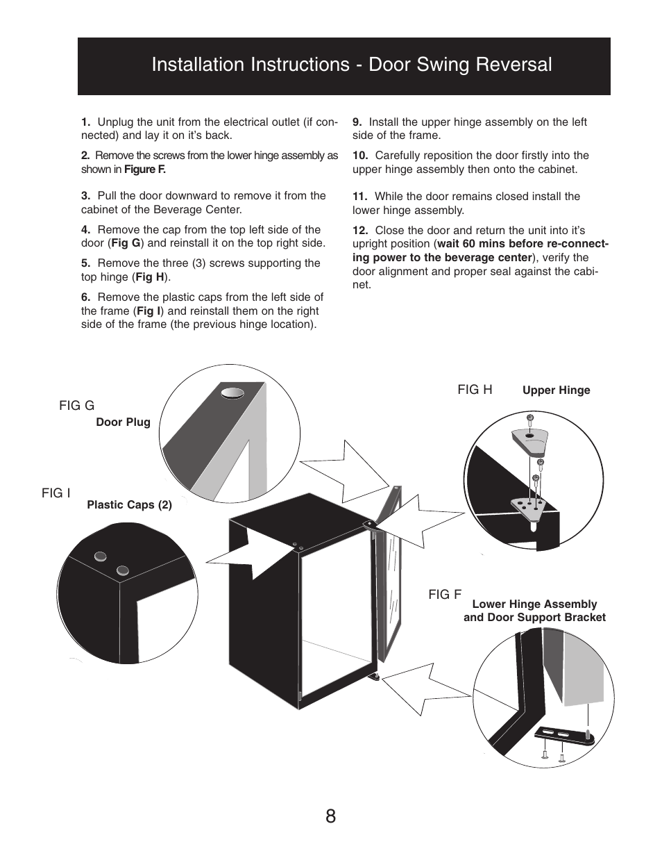 Installation instructions - door swing reversal 8 | Danby DBC128BLS User Manual | Page 9 / 13