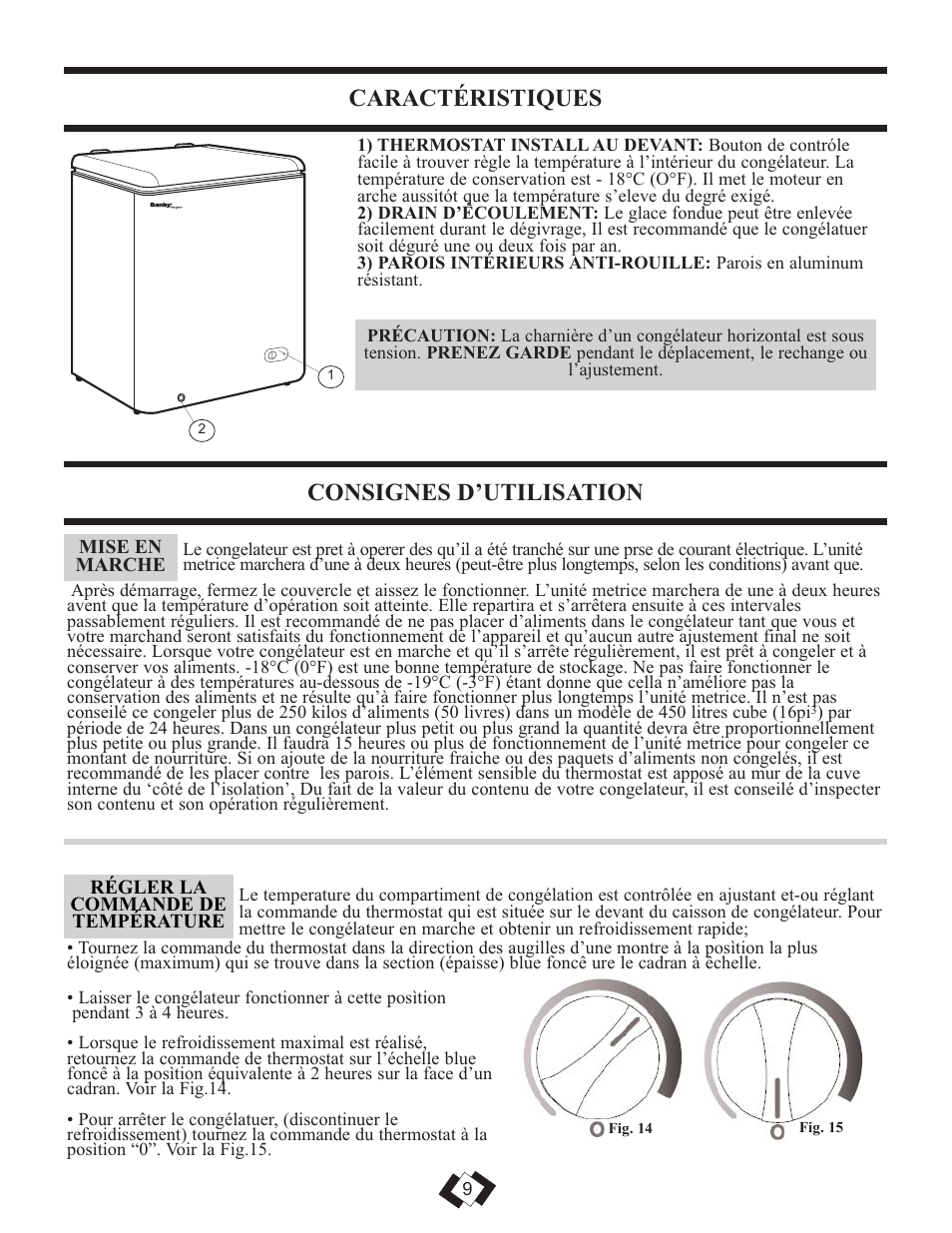 Caractéristiques, Consignes d’utilisation | Danby DCFM246WDD User Manual | Page 10 / 20