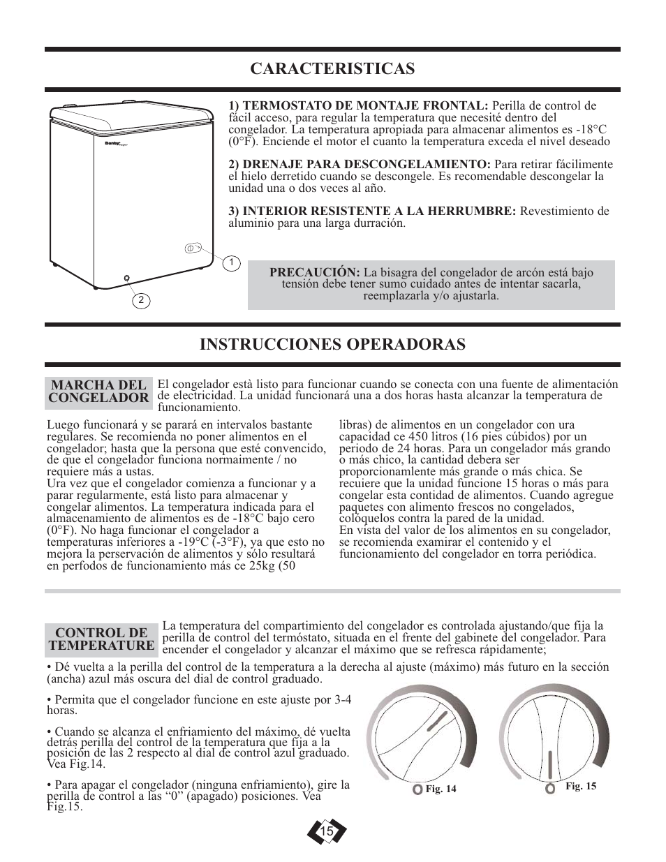 Caracteristicas, Instrucciones operadoras | Danby DCFM246WDD User Manual | Page 16 / 20