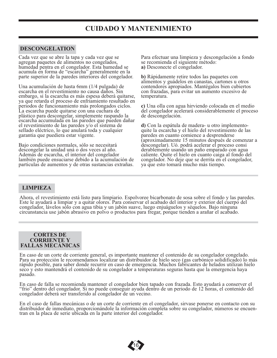 Cuidado y mantenimiento | Danby DCFM246WDD User Manual | Page 17 / 20