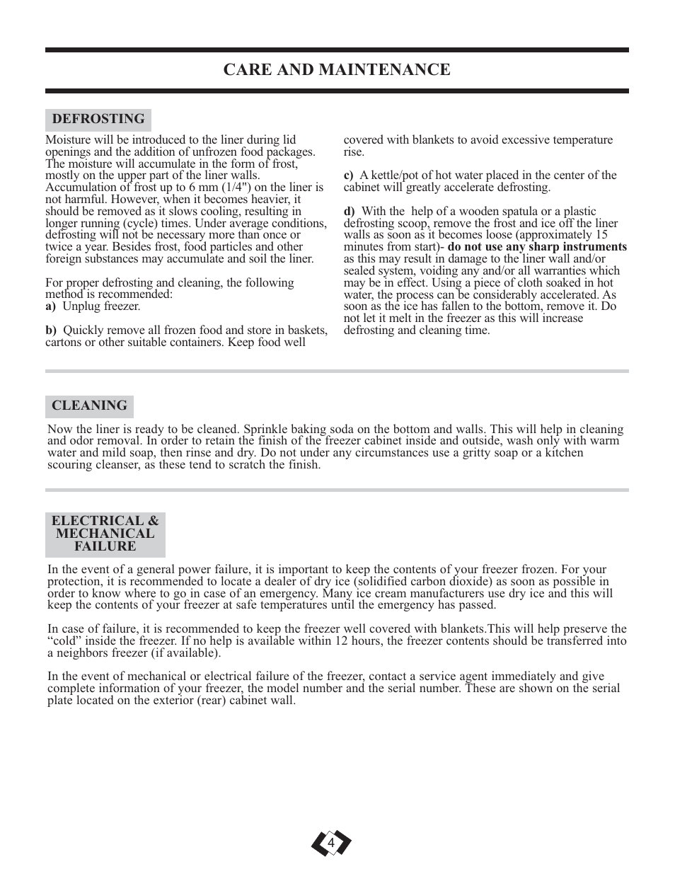 Care and maintenance | Danby DCFM246WDD User Manual | Page 5 / 20