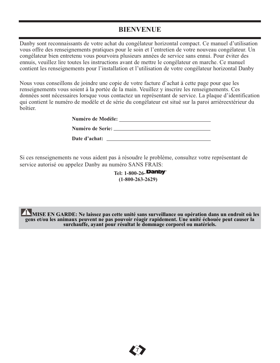 Bienvenue | Danby DCFM246WDD User Manual | Page 8 / 20