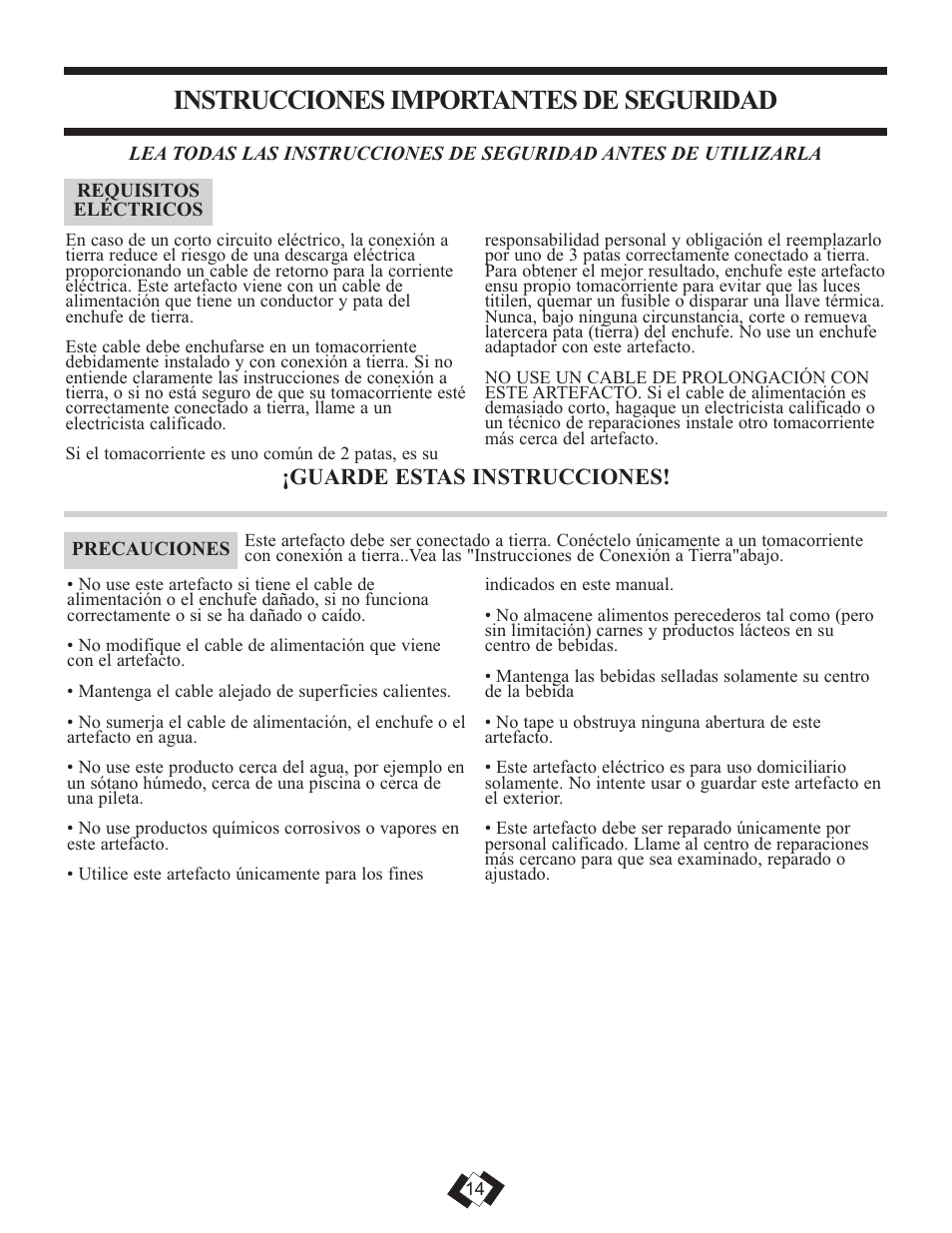 Instrucciones importantes de seguridad, Guarde estas instrucciones | Danby DBC259BLP User Manual | Page 13 / 17