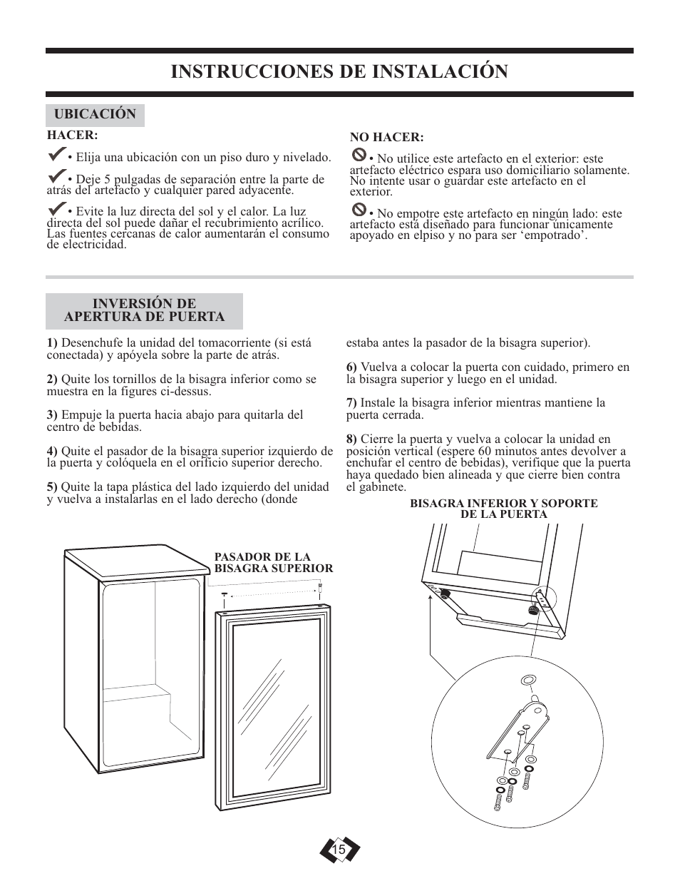 Instrucciones de instalación | Danby DBC259BLP User Manual | Page 14 / 17