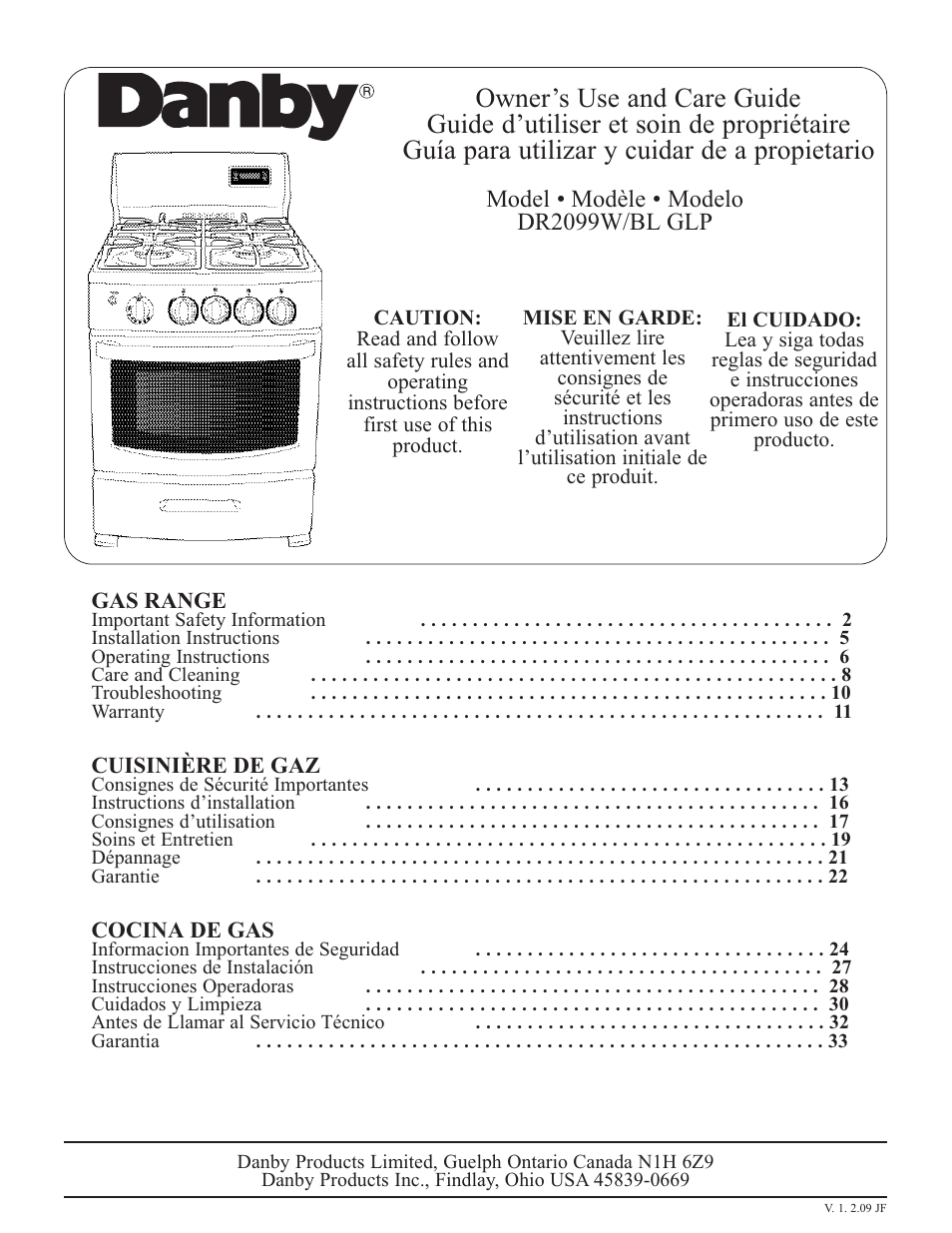 Danby DR2099BLGLP User Manual | 35 pages