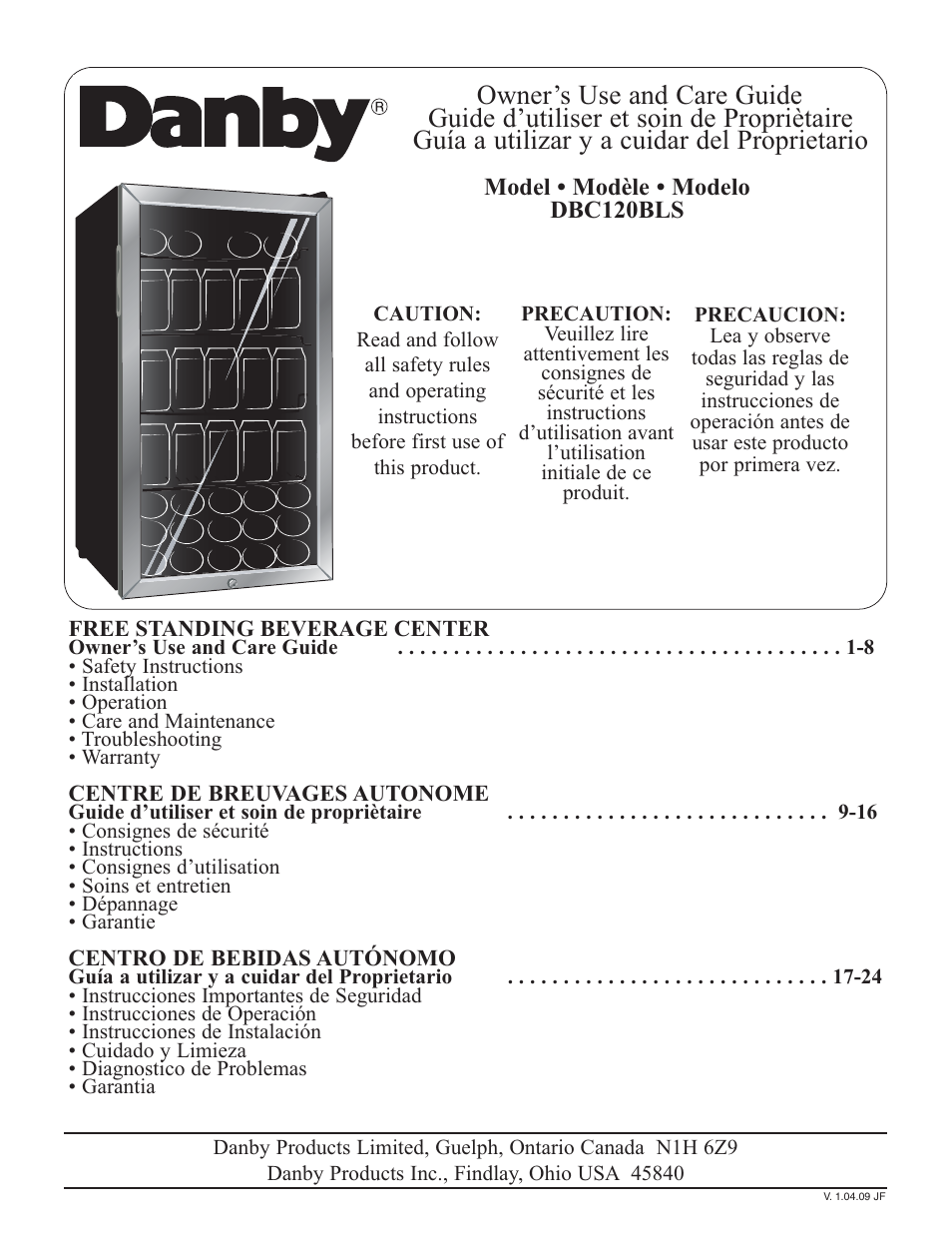 Danby DBC120BLS User Manual | 24 pages