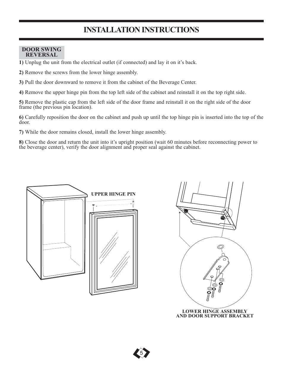 Installation instructions | Danby DBC120BLS User Manual | Page 6 / 24