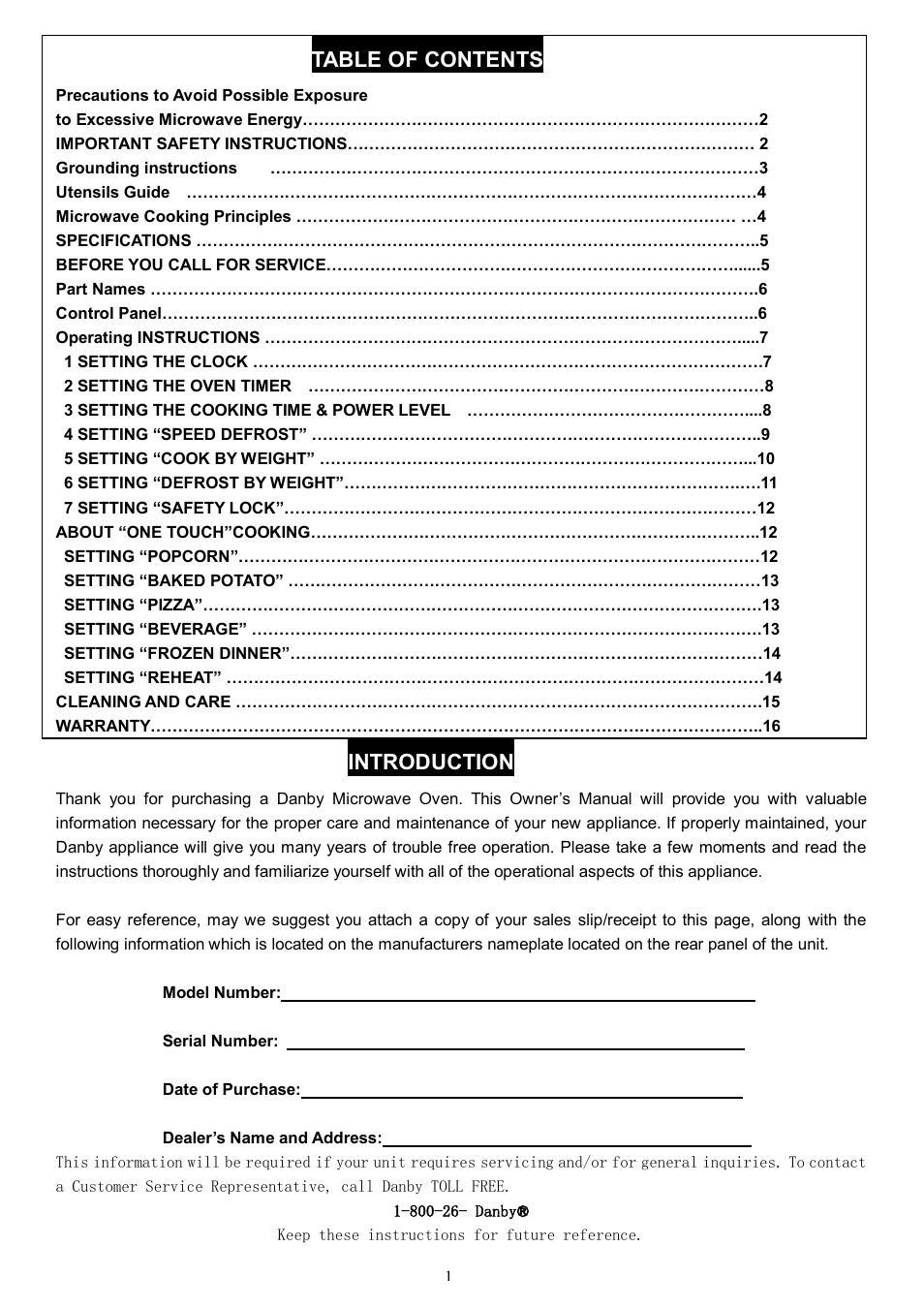 Danby DMW945SS User Manual | Page 3 / 20