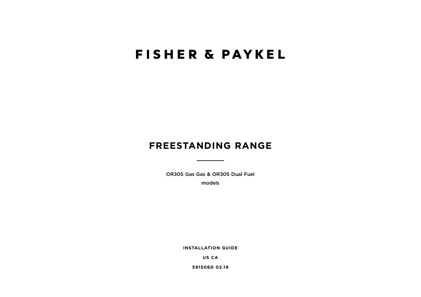Fisher & Paykel Series 7 Contemporary Series 30 Inch Freestanding Gas Range Installation Guide User Manual | 54 pages